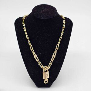 Auth Louis Vuitton Lock & Key w/unbranded 925 Pure Silver Gold plated Necklace